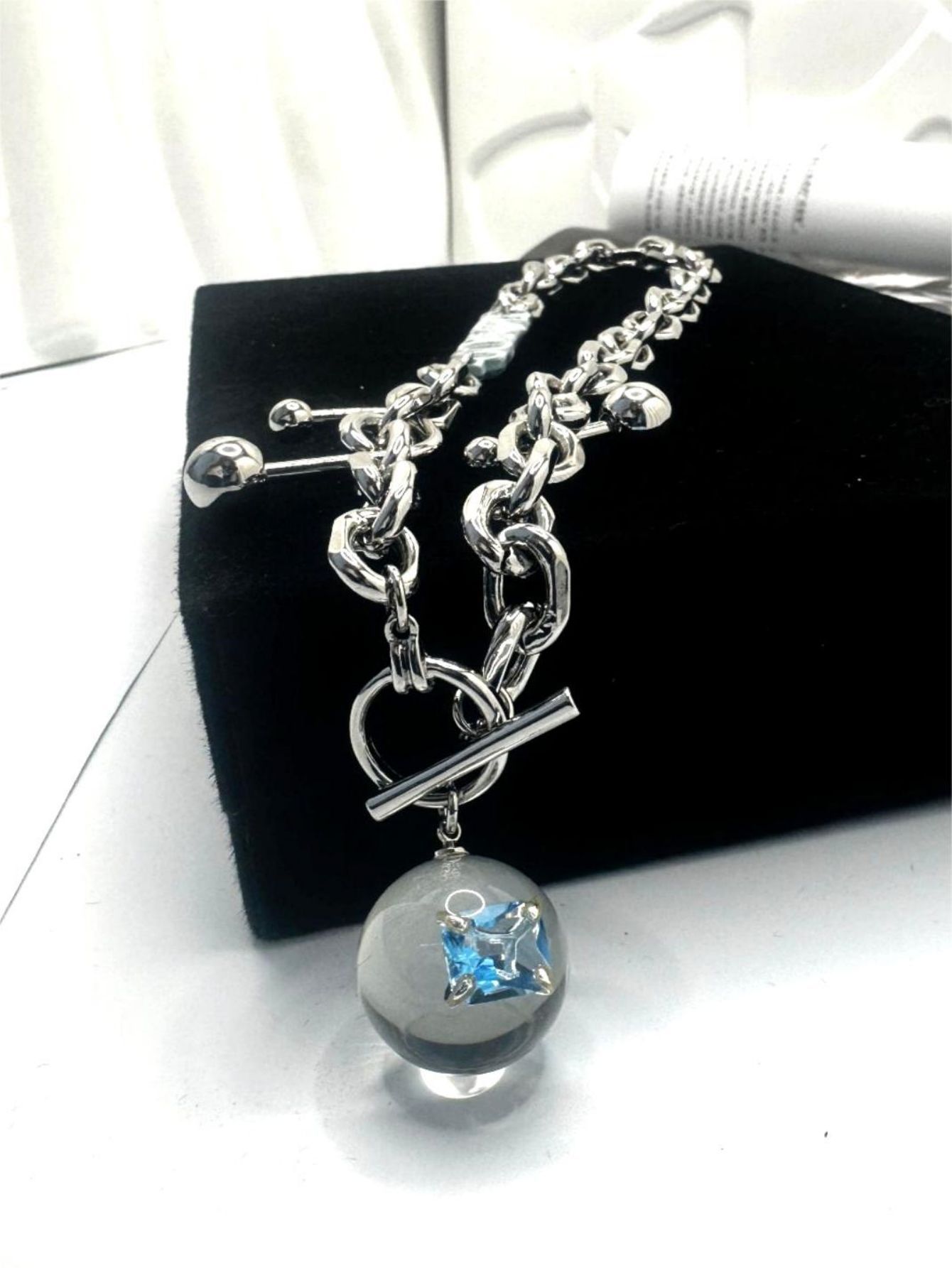 Blue Crystal Drop Necklace